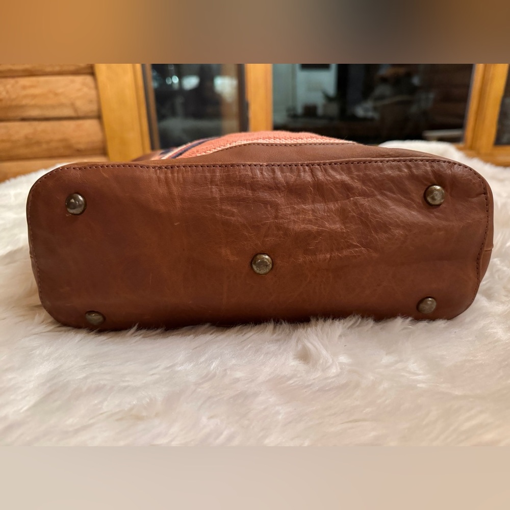Nena & Co. Medium TPB Cafe Leather and gorgeous  Mountain & Sun huipil. - Picture 7 of 8